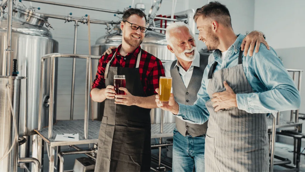 Father and Sons in Brewery as a family business.