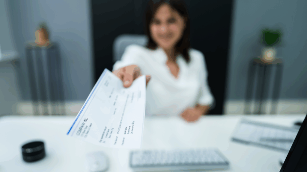 Employer paying an employee.